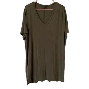 Adrianna Papell Olive Green V-neck Soft Mid Sleeve Blouse Top